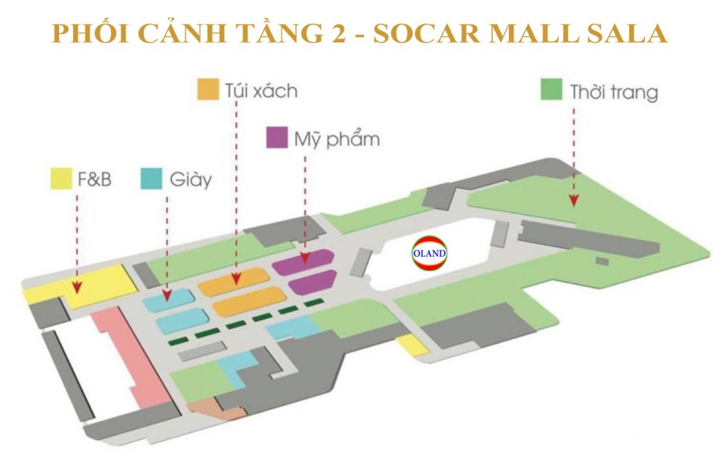 Phối cảnh mặt bằng tầng 2 Socar Mall - Sala Thủ Thiêm