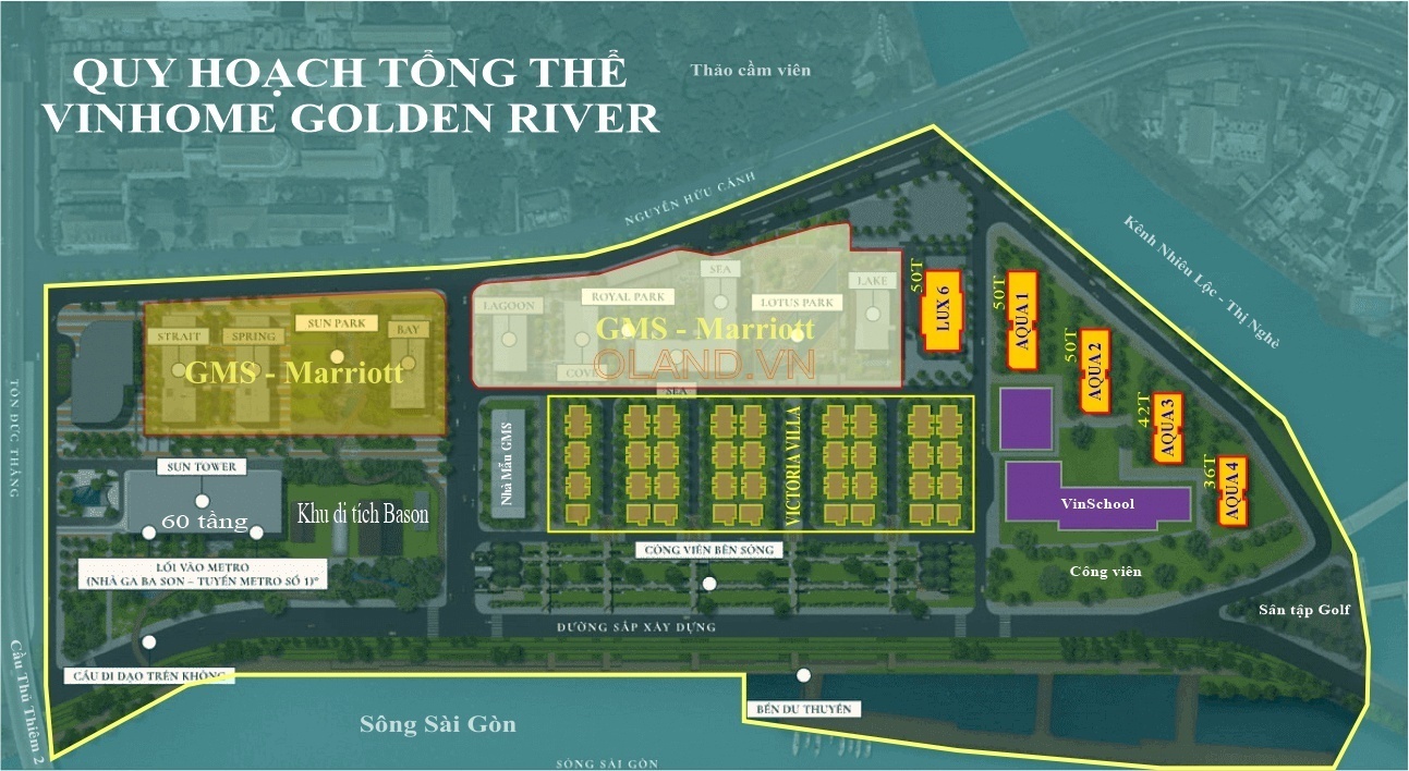 QUy hoạch tổng thể Vinhome Golden River Bason