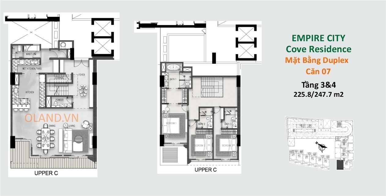 layout căn hộ duplex cove residences empire city q2 căn 07