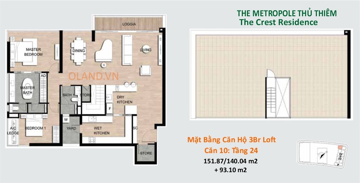 layout căn hộ metropole thủ thiêm giai đoạn 2 căn hộ 3 phòng ngủ loft căn 10