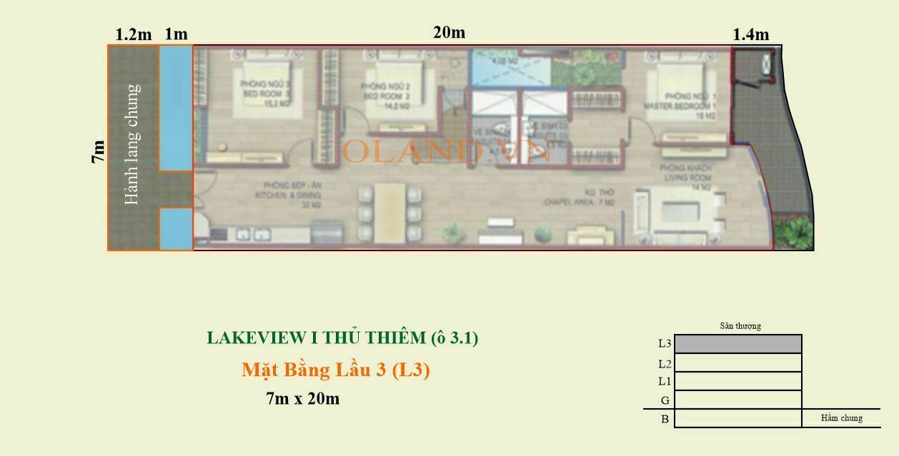 Mặt bằng 9layout) tầng 4 - Lakeview 1 Thủ Thiêm - CII 3.1 shophouse
