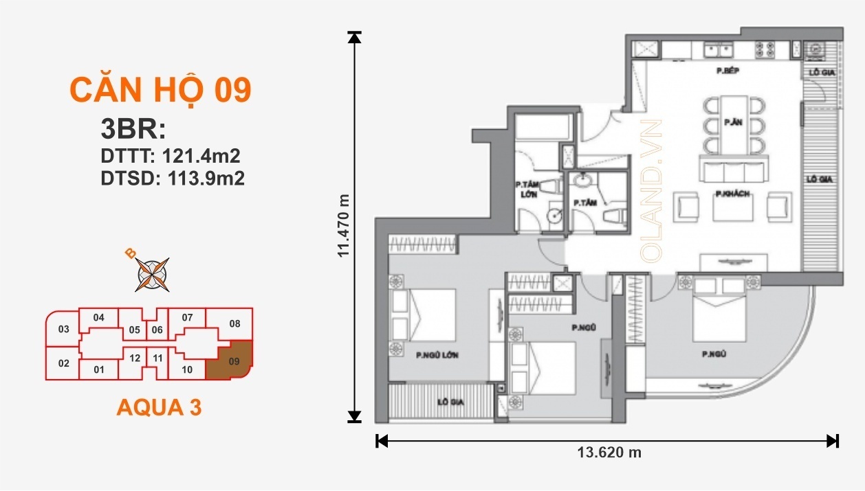 Mặt bằng (layout) căn hộ 09 oficetel Aqua 3 Vinhome Golden River bason quận 1