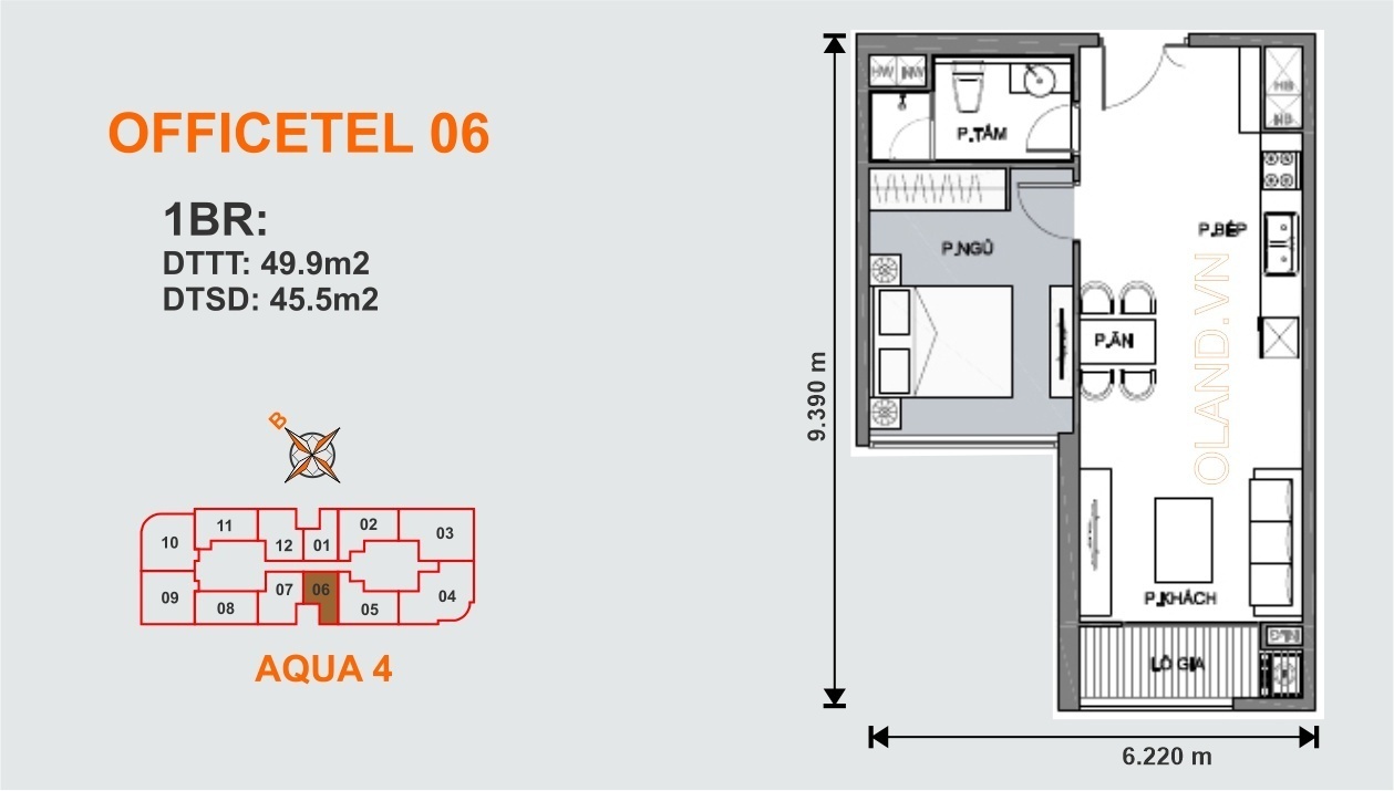 officetel 06 (1 phòng ngủ) tháp aqua 4 vinhomes bason nguyễn hữu cảnh