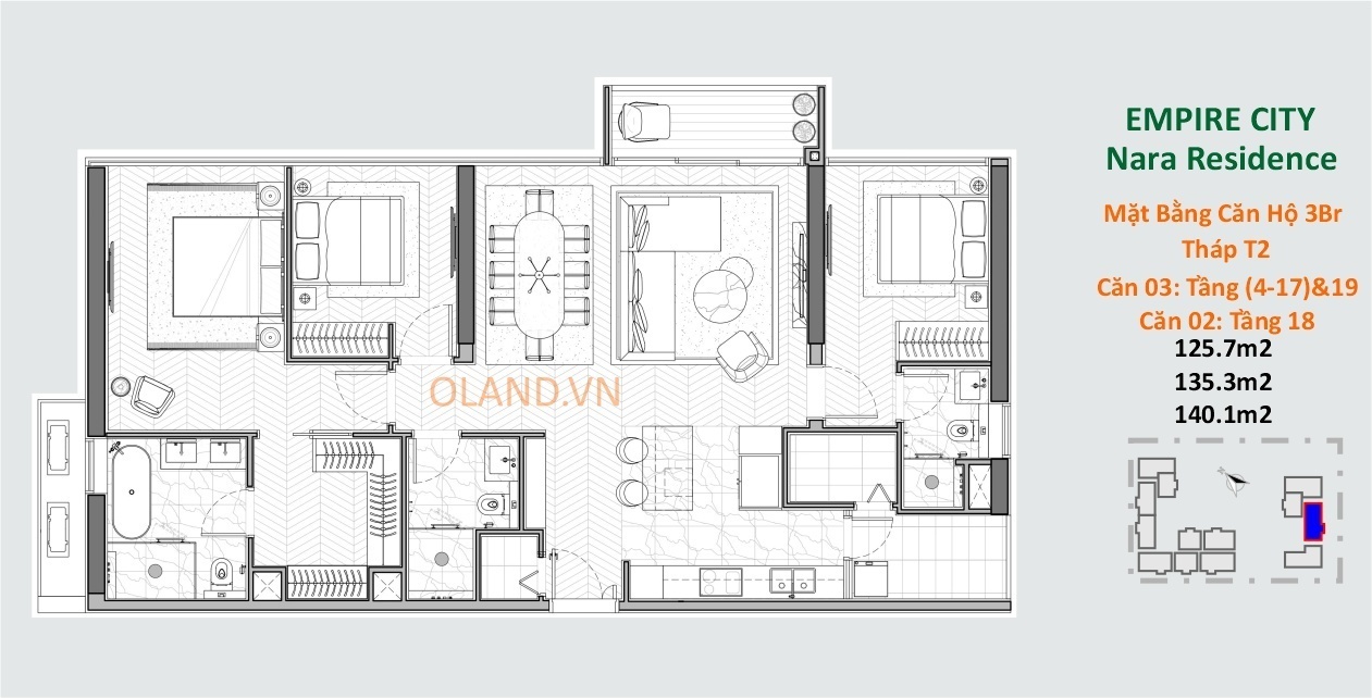 layout căn hộ 3 phòng ngủ nara residences thủ thiêm quận 2 tòa t2 căn 03 mẫu 2