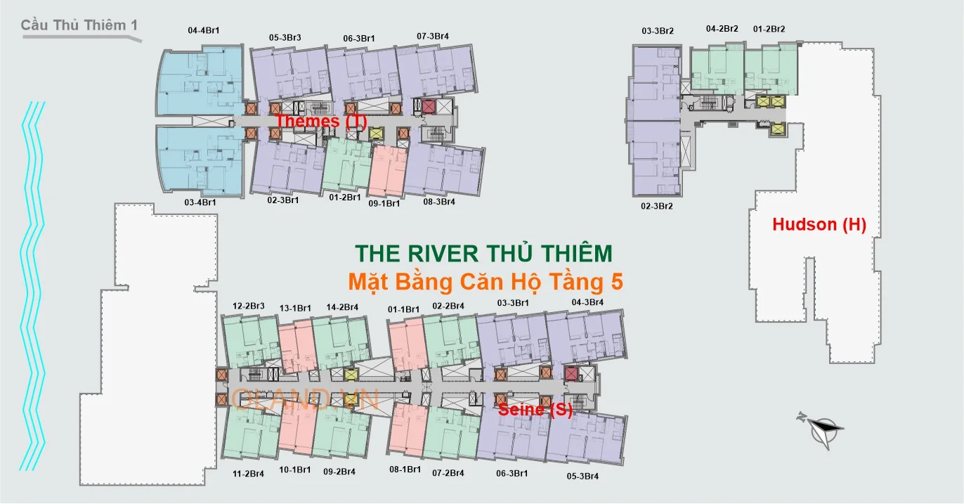 layout mặt bằng căn hộ tầng 5 dự án the river thủ thiêm
