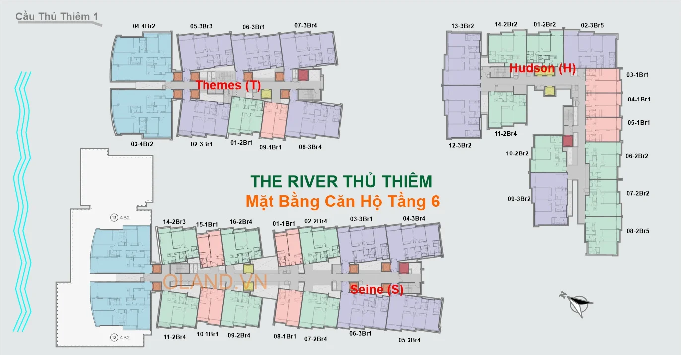 layout mặt bằng căn hộ tầng 6 dự án the river thủ thiêm
