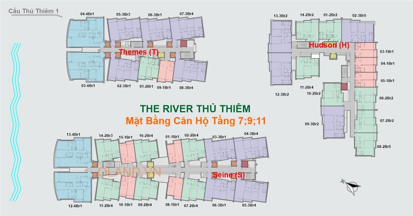mặt bằng layout căn hộ tầng 7-9-11 river thủ thiêm