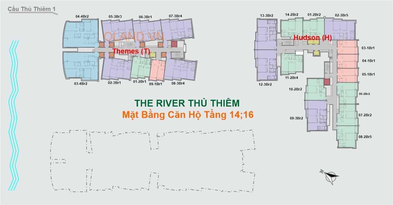 mặt bằng layout căn hộ the river thủ thiêm tầng 14-16