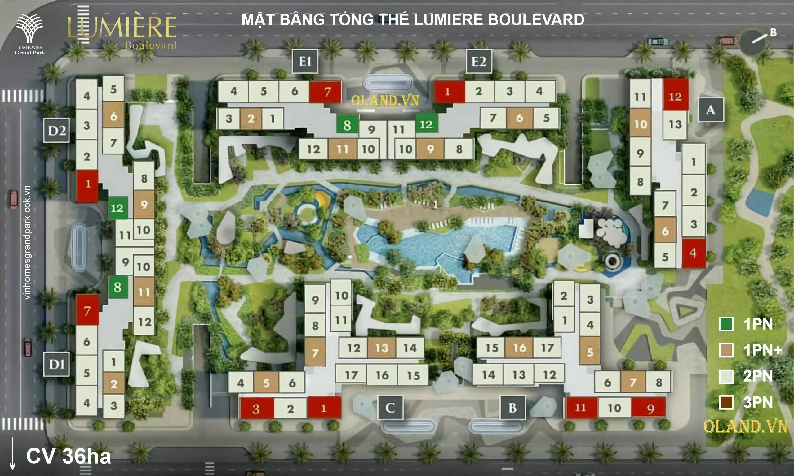 mặt bằng tổng thể (master layout) masteri lumiere boulevard - vinhomes grand park oland