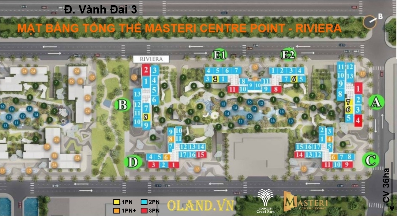 mặt bằng tổng thể (master layout) masteri centre point - vinhomes grand park oland