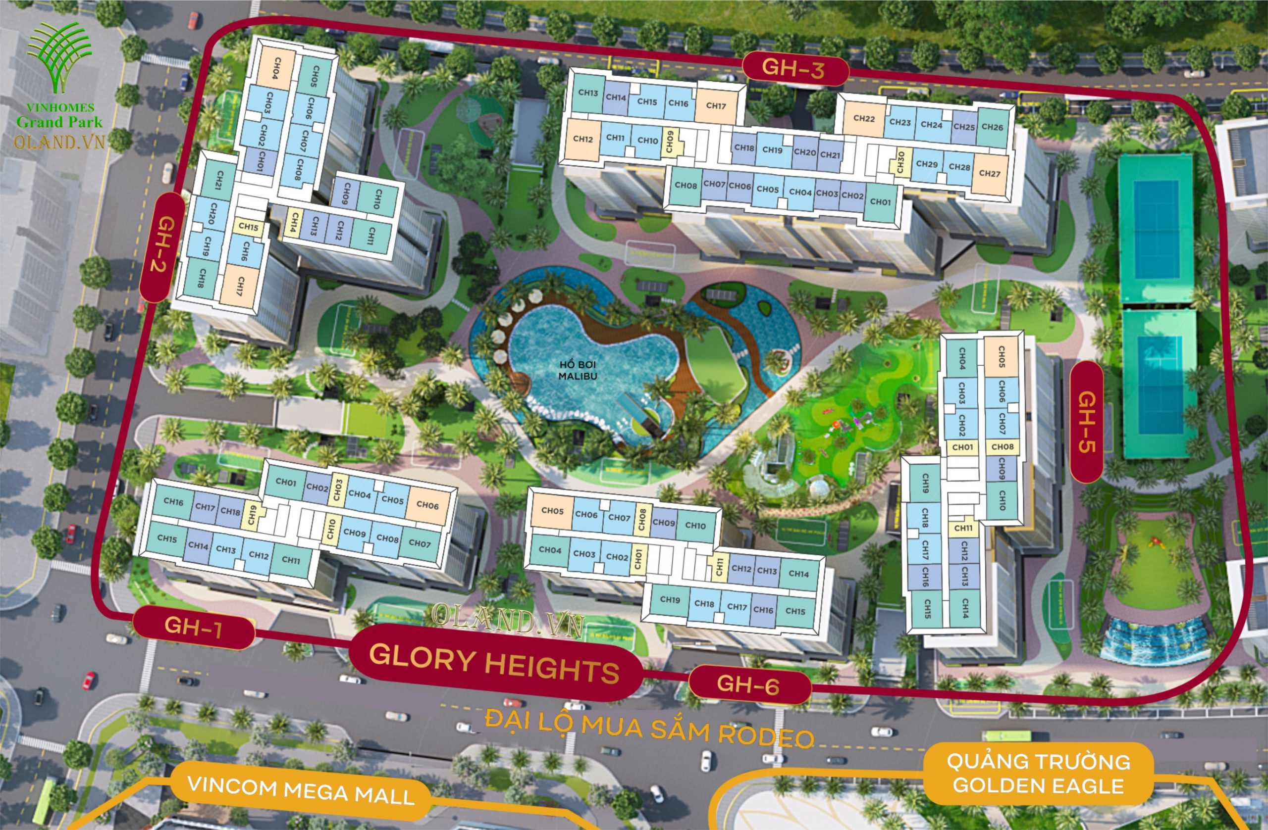 mặt bằng tổng thể (master layout) glory heights - vinhomes grand park - quận 9
